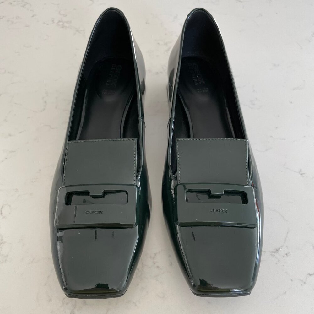 Geox Respira Vivyanne Italian Patent Leather Shoes Dark Forest Green Sz 10 NIB - Picture 7 of 12